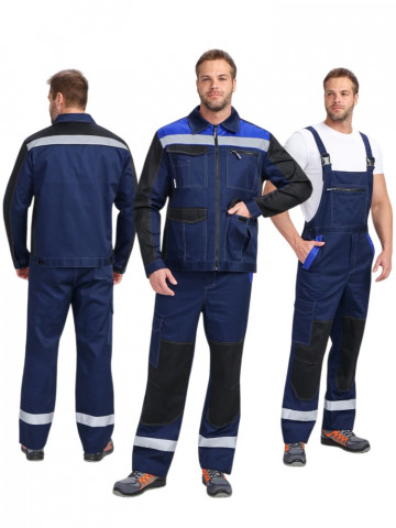 Костюм ProfLineBase-2 (тк.Твил,210) п/к, т.синий/черный/васильковый