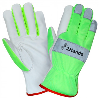Кожаные перчатки повышенной видимости HiViz 2Hands (ХайВиз Ту Хэндс) 0129
