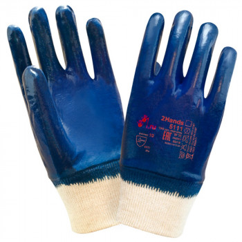 Перчатки с легким нитриловым покрытием 2Hands Light (Ту Хэндс Лайт), полный облив, 5111 (Blue - Синие)