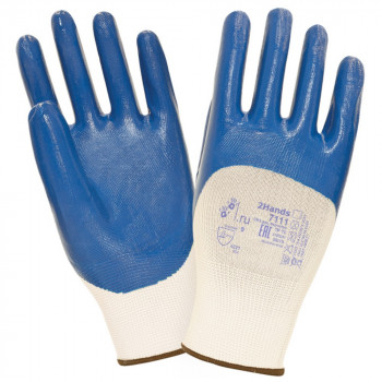 Перчатки с легким нитриловым покрытием 2Hands SafeFlex Full (Ту Хэндс СэйфФлекс Фулл), облив 3/4, 7111